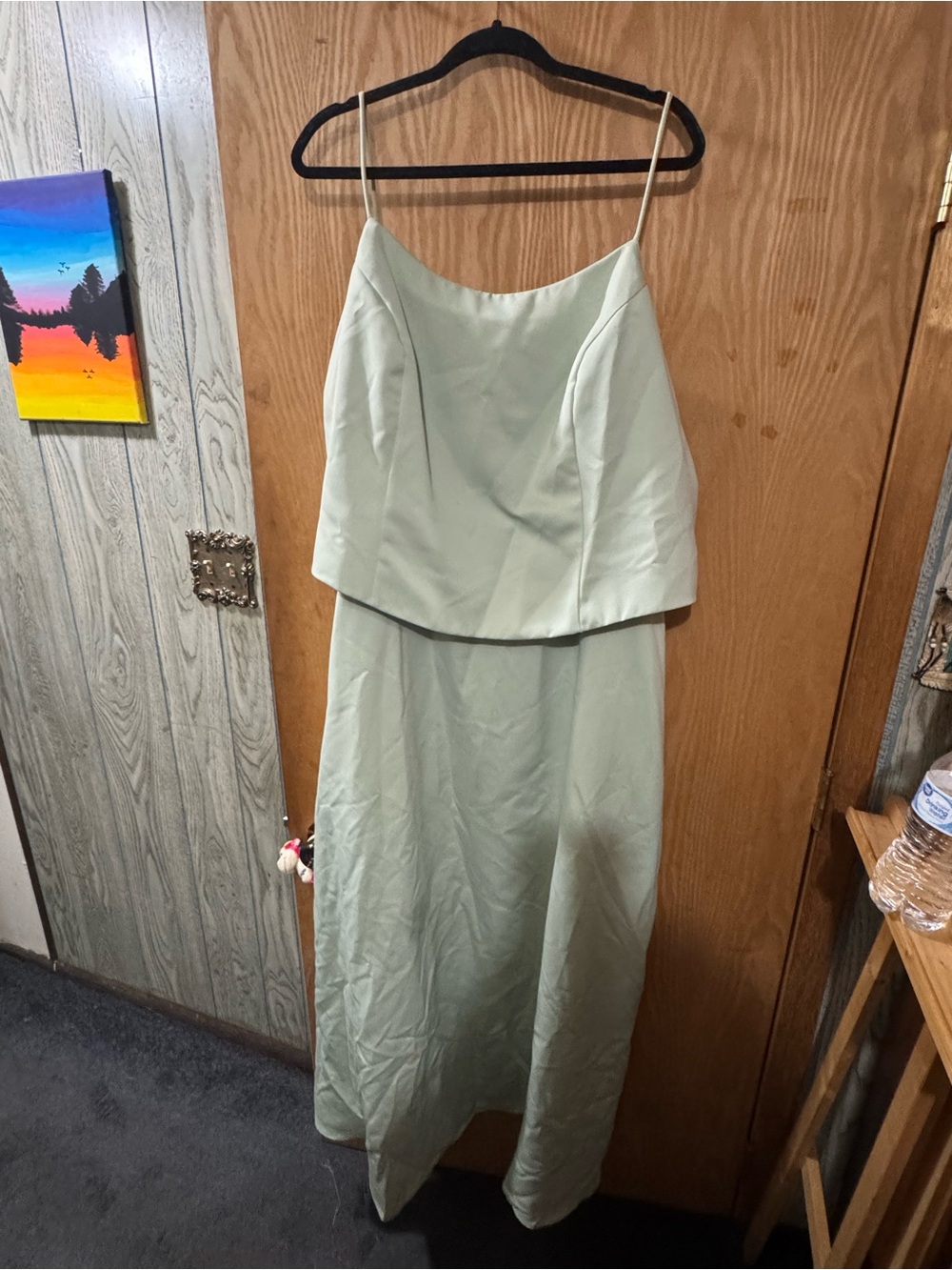 Roberta Bridal Strapless Layered Maxi Dress in Light Sage